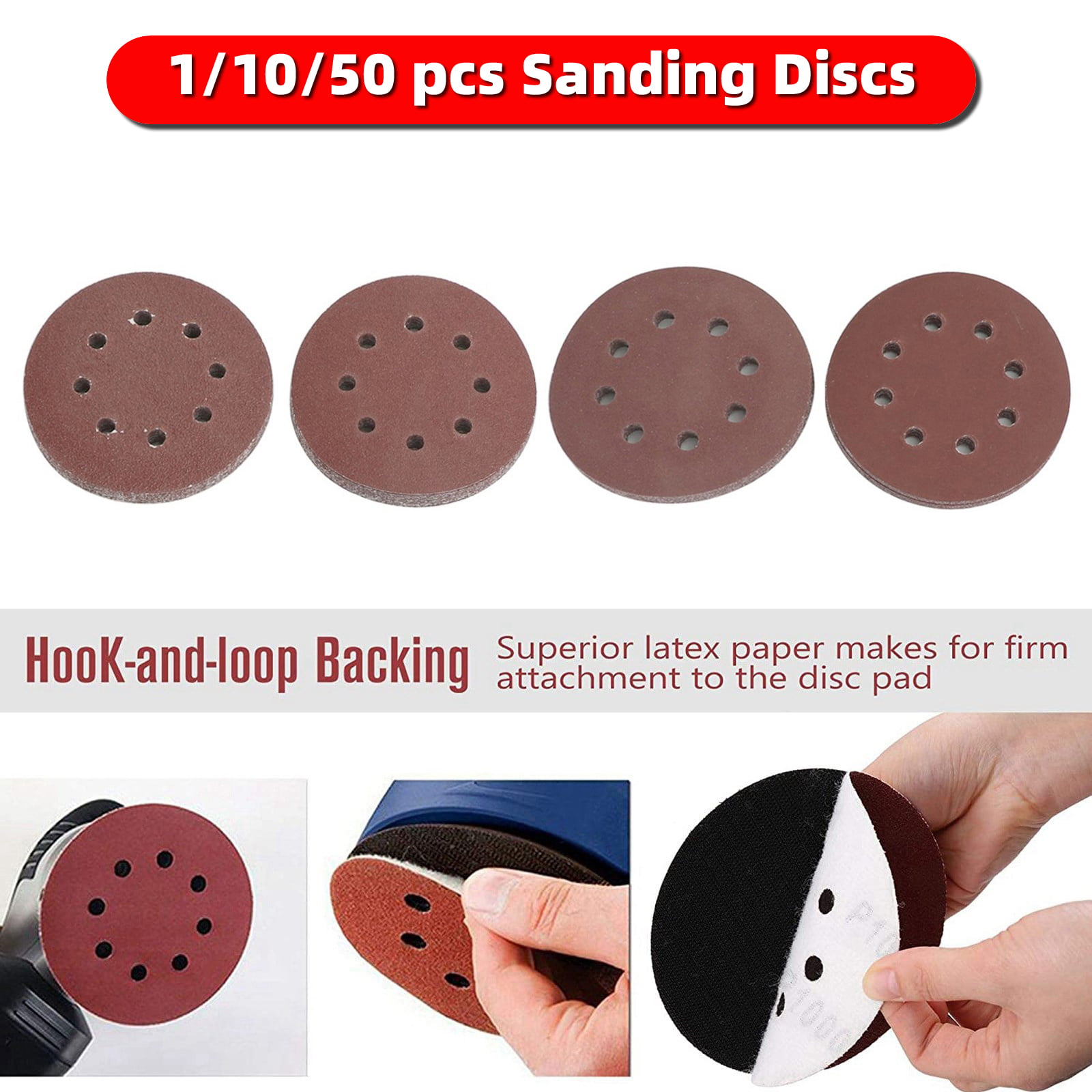 10-50 PCS Velcro Sandpaper Sander Sanding Discs 125mm WITHOUT HOLE 