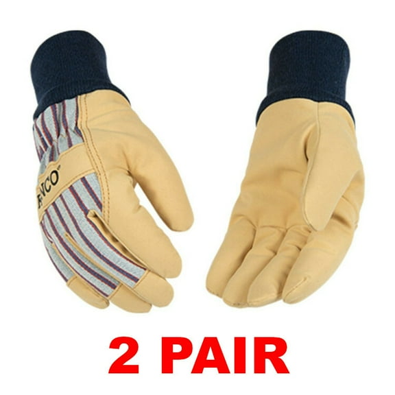Kinco 1927KW Insulated Leather Work Gloves With Wrist Knit - Large (2 PAIR)