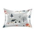 thumbnail image 7 of Yayeee Pillowcase King Size Set of 2 Satin Wrinkle Resistant Pillow Case, Cartoon Blue Houses, 7 of 7