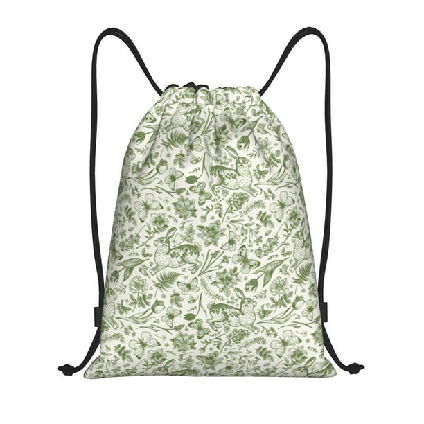 Fotbe Green Rabbit Bolsa Mochila con Cordón Estampada, Bolsa de Gimnasio Deportiva, Bolsa Cinch, Bolsa con Cordón para Hombres y Mujeres-Small