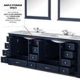 thumbnail image 4 of 84 In. W X 22 D Navy Blue Vanity With Marble Top And Included Faucet - Soft Close, 14 Drawers & 2 Cabinets For Storage Double Bath 84in. 22in. Cultured Countertop Cabinets, Drawers, Close Area, 4 of 6