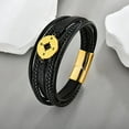 thumbnail image 3 of Raymard Mens Compass Bracelet, Leather and Steel, Black Braided Leather Bracelet for Men, Multi-Leather Bracelet, Ideal Gift for Boyfriend Husband Father, 3 of 6