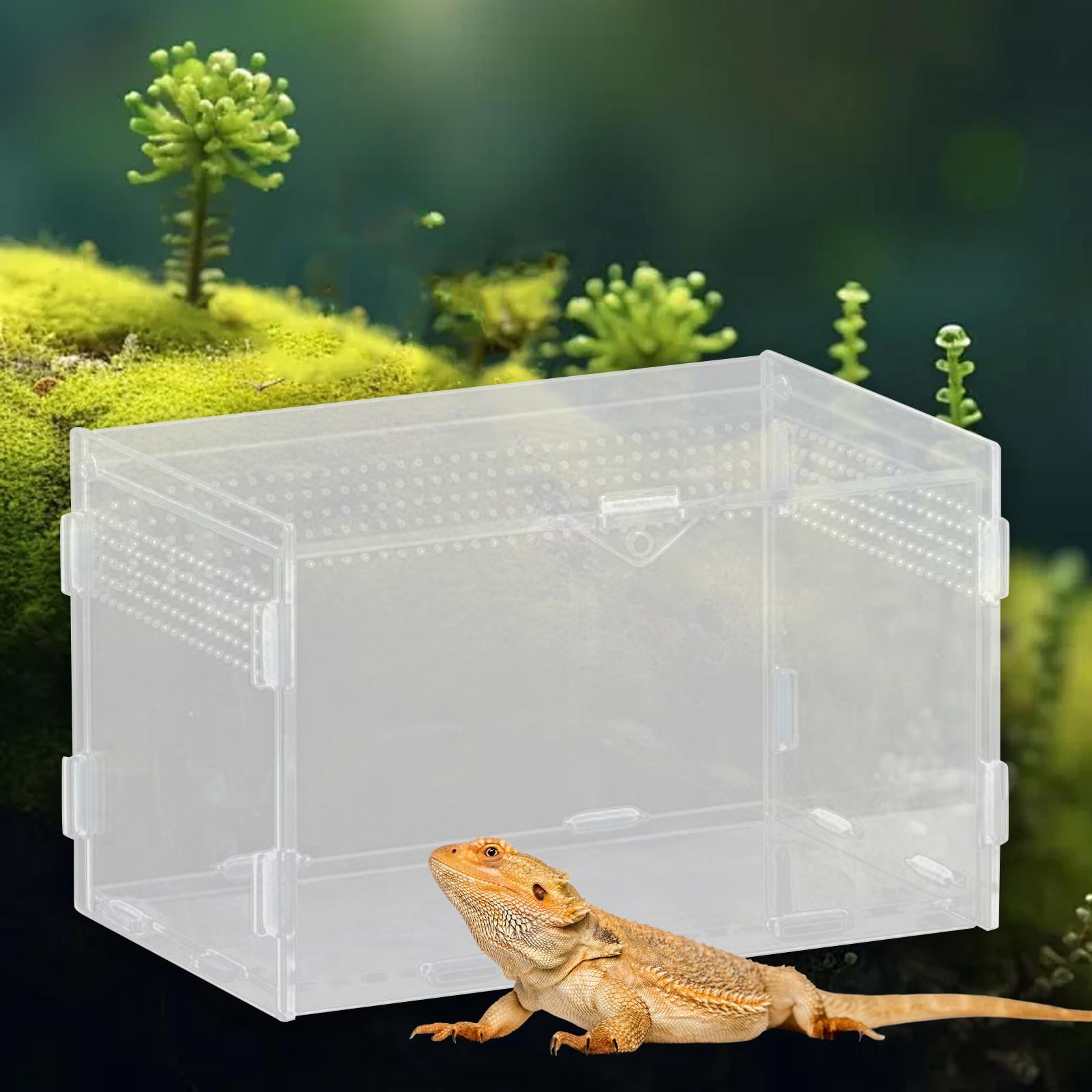 Fzaqwen Reptile Breeding Box Acrylic Snake Cage Tank with Basin Animal Habitat Hatching Case Turtle Transport Container Pet Houses Suitable for Home Use Repti 20x12x12cm