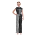 thumbnail image 2 of iixpin Kids Girls Sequin Dance Jumpsuit Jazz Hip Hop Disco Party Bodysuit Full Body Unitard Romper Leotard Black 10, 2 of 6
