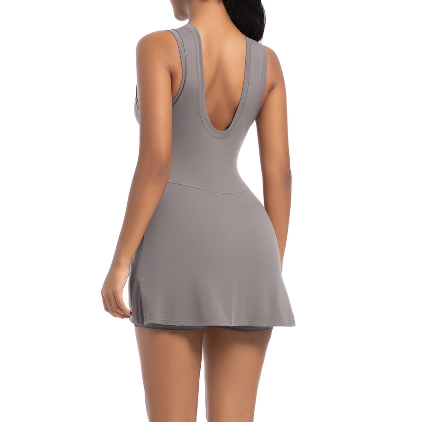 Neewe Womens Tennis Dress Workout Mini Dress with Sleeveless Straps TIe Tunic Waist Athletic Dresses