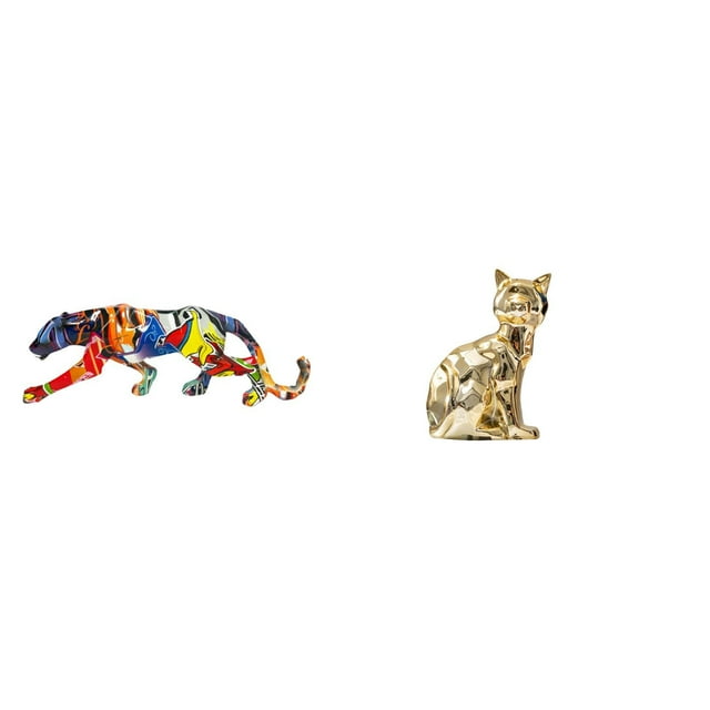 Estatua de gato, escultura decorativa, figura de animal, adorno artesanal, ideal para estantería, chimenea o decoración interior del hogar.