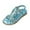 Blue, variant on Girl Princess Rhinestone Slingback Sandals, Bohemian Flats with Elastic Ankle T-Strap, Open Toe Low Wedge Beach Shoes for Wedding, Casual Flip Flops