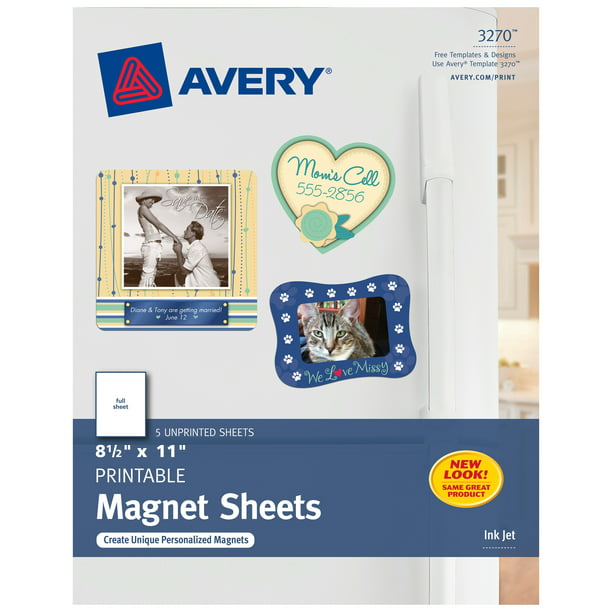 Printable Magnet Sheets, 8.5" x 11", Inkjet Printer, 5 White Sheets with Adhesive (3270) - Walmart.com