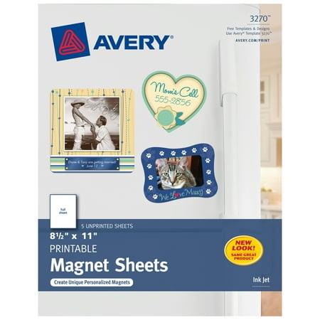 Avery Printable Magnet Sheets, 8.5 x 11, White, 5/Pack (3270)