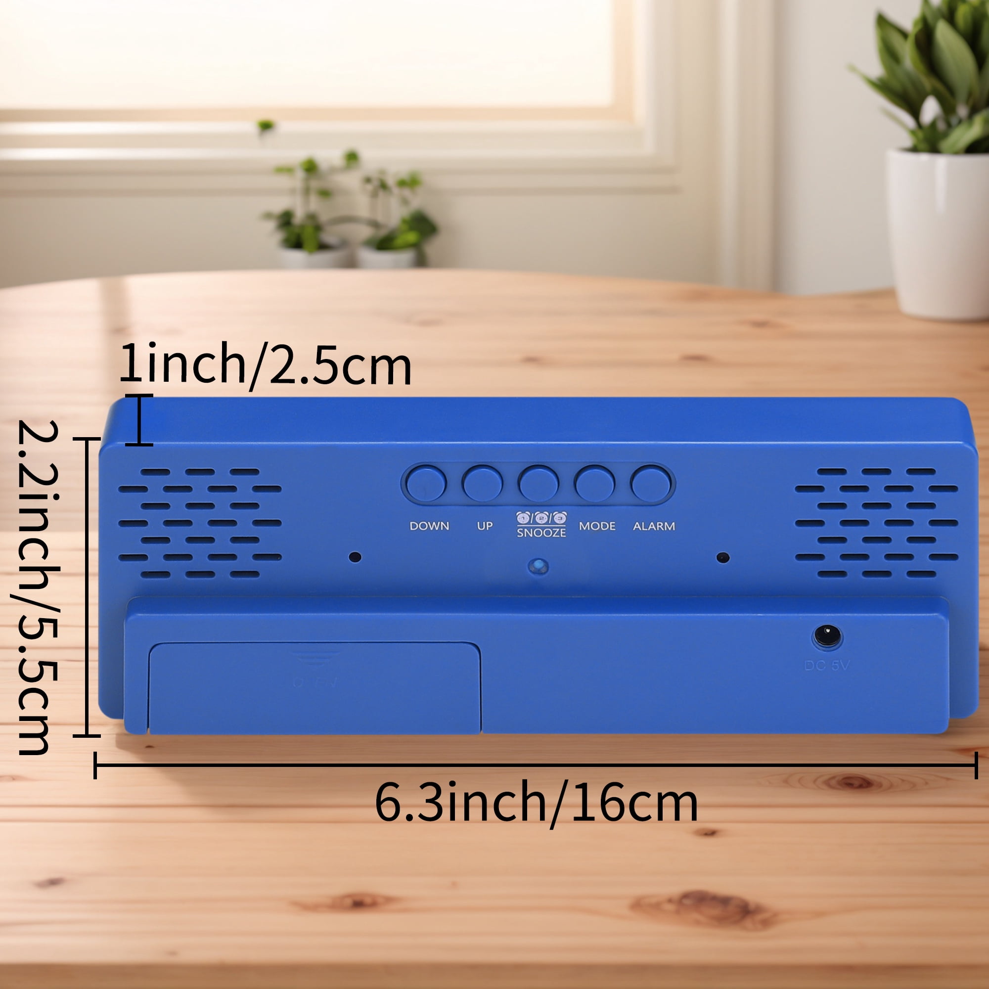 Unique Bargains 2 Pcs Triple Alarm Clock for Bedroom for Deep Sleepers Blue