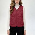 thumbnail image 2 of Quilted Vest Women Zaewscy Women V‑Neck Quilted Vest Sleeveless Zip Up Lightweight Padded Gilet with Side Pockets Red M, 2 of 9