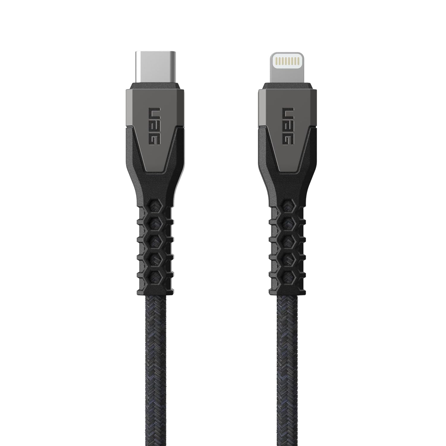 UAG Rugged Kevlar Power Cable USBC to Lightning 5ft/1.5m 30W MFi Certified Reinforced Fast Charging Cable Compatible with iPhone 14 Pro Max, 14 Pro, 14 Plus, 14, Black/Gray by URBAN ARMOR GEAR