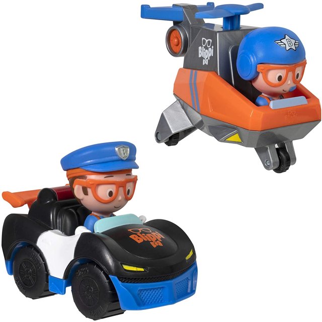 Mini vehiculos Blippi, incluidos el coche de policia y el he Blippi Blippi