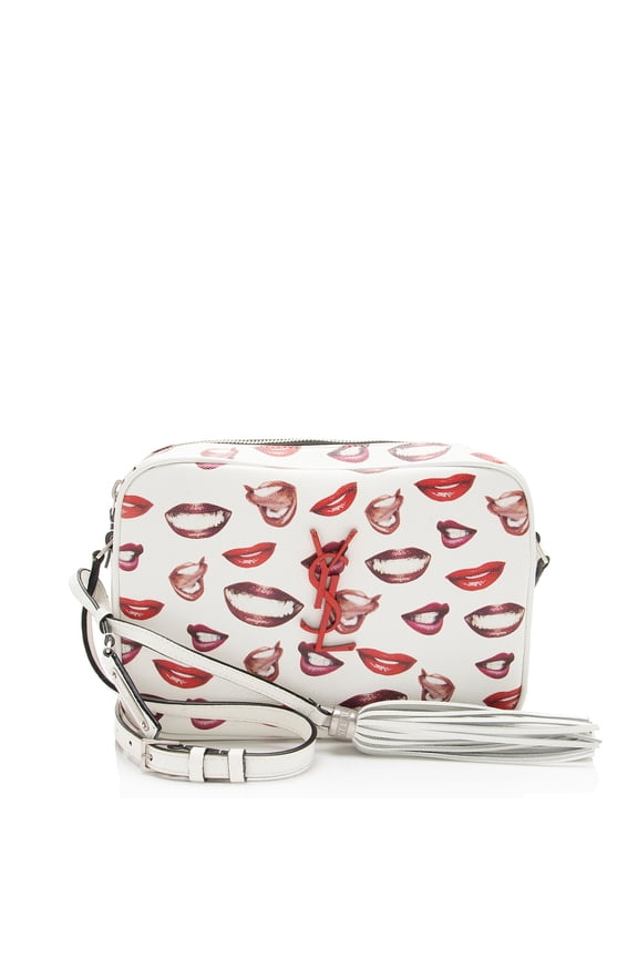 Pre-Owned Saint Laurent Grain de Poudre Lips Monogram Lou Camera Bag