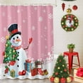 thumbnail image 5 of Cartoon Snowman Shower Curtains for Bathroom, Christmas Snowman Xmas Tree Snowfall Pink Waterproof Fabric Shower Curtain for Bathroom Bathtub Decoration, Machine Washable, 72"x72", 5 of 9