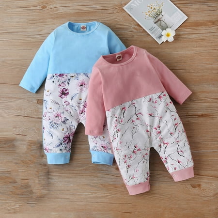 

BadyminCSL Newborn Infant Baby Boy Girl Floral Print Assorted Color Clothes Romper Jumpsuit
