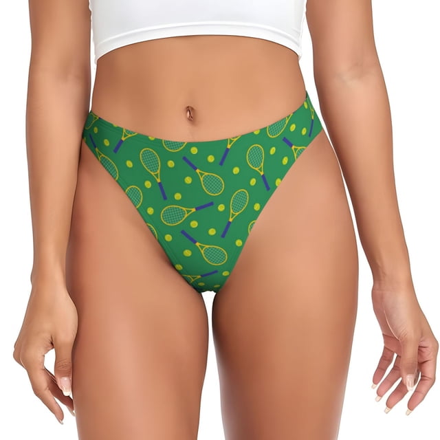 Balery Tennis Rockets And Balls Tangas de Algodón para Mujer con Estampado – Ropa Interior Sexy, Transpirable, G-string-Small