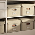 thumbnail image 1 of Linen Fabric Storage Bin with Lid Clothes Storage Containers for Home Bedroom Closet Office, 1 of 3