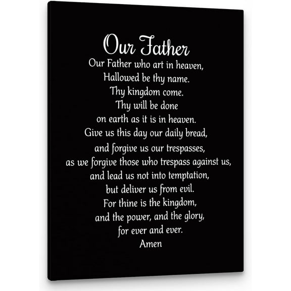 WFSposter-Our Father Prayer Wall Decor,Christian The Lords Prayer Wall Art Decor,Inspirational Quotes Bible Verse Scripture Print Canvas Painting Christian Prayer Room Office Church Decor Black