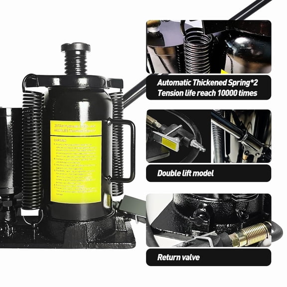 Garvee Hydraulic Bottle Jack Heavy Duty Steel Car Air Jack with Manual Handle for Auto Repair 10.23-20.07 Inch Lifting Range 40000 LBS Capacity Black 20 Ton