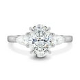 thumbnail image 3 of ESTE ORIGIN 2.00Ct Lab-Grown Oval Diamond Trilogy Engagement Ring – IGI Certified, Pear Side Stones, Cathedral Three-Stone Ring in 14K White Gold for Women, 3 of 7
