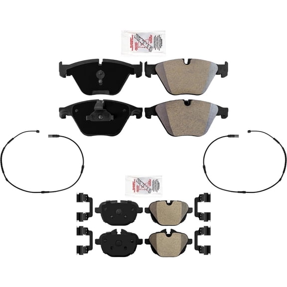 AmeriPRO Front and Rear Disc Brake Pads & Sensors for BMW 535d 2014-2016