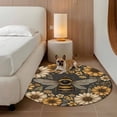 thumbnail image 3 of Retro Bee Round Living Room Rugs 7 ft, Country Yellow Honeycomb White Daisy Farmhouse Washable Area Rug with Non-Slip Sturdy Edge Binding Round Carpet for Kitchen Office Bedroom, 3 of 9