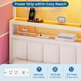thumbnail image 4 of Twin Over Twin Bunk Bed with Storage Drawers & Stairs, L-Shaped Bunk Beds with LED Lights & Charging Station & Storage Headboard & Safety Guardrail for Teen/Adults, Pink&White, 4 of 9
