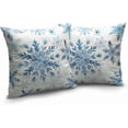 thumbnail image 2 of Set of 2 Winter Snowflake Pillow Covers Blue Christmas Decorative Throw Pillow Cases 16x16 Inch Farmhouse Xmas Holiday Outdoor Cotton Linen Pillowcase for Living Room Couch Sofa Decor, 2 of 6