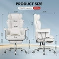 thumbnail image 2 of Wubio Executive Ergonomic Leather Home Office Chair with Footrest, Comfy Reclining Big and Tall Desk Chair with Lumbar Support, Heavy Duty, SGS Class 4 Gas Lift, White, 2 of 14