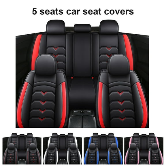 WILLJOY Car Seat Cover for Nissan Maxima 2004-2024, Comfortable PU Leather Front Rear Cushion Protector Black Red