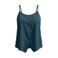 thumbnail image 5 of VBVC Women's Cotton Linen Side Button Tank Top , Ladies' Spaghetti Strap Asymmetrical Blouse , Summer Vacation Casual Cami For Women ,Navy,S-2XL, 5 of 6