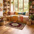 thumbnail image 2 of ODIKA 3'x5' Ultra-Soft Throw Mat, Bedside Traditional Way Motif Decorative Border Vintage Hallways None Washable, Bare feet friendly, Easy Care Indoor rug for Bedside, Vanity, 2 of 7