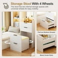 thumbnail image 6 of Gurexl Fluted Small Vanity Desk with Mirror and Lights, 3-in-1 Compact Makeup Vanity Set with Hidden Storage Stool, Mini Dressing Table with 3 Drawers, Gift for Little Girls/Kids (White), 6 of 9