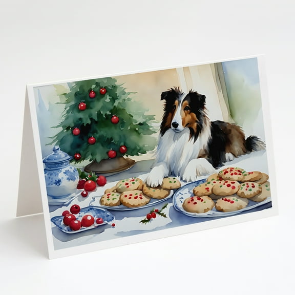 Sheltie Christmas Cookies Greeting Cards Pack of 8 7 in x 5 in