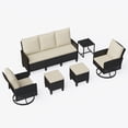 thumbnail image 2 of UDPATIO Outdoor Conversation Set,6 Pieces Patio Furniture Set, All-Weather Wicker Rattan Outdoor Sectional Sofa Set with Ottoman and Swivel Chairs for Poolside, Backyard，Black Wicker Beige Cushions, 2 of 10