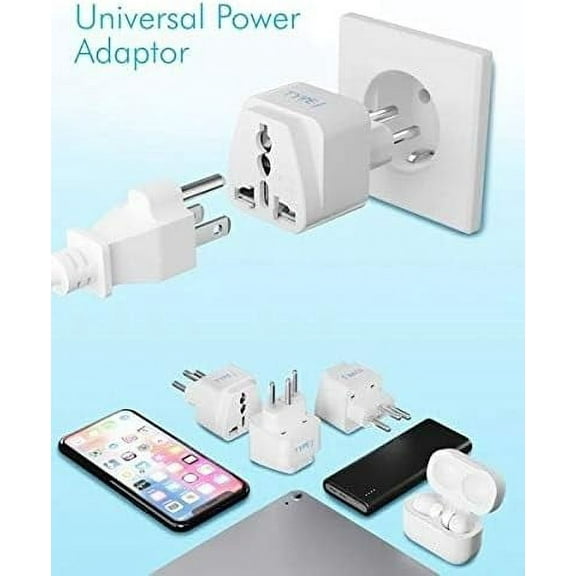 GHRTGR-Brazil Travel Plug Adapter (Type N) - 3 Pack [Grounded & Universal] (GP-11C-3PK)