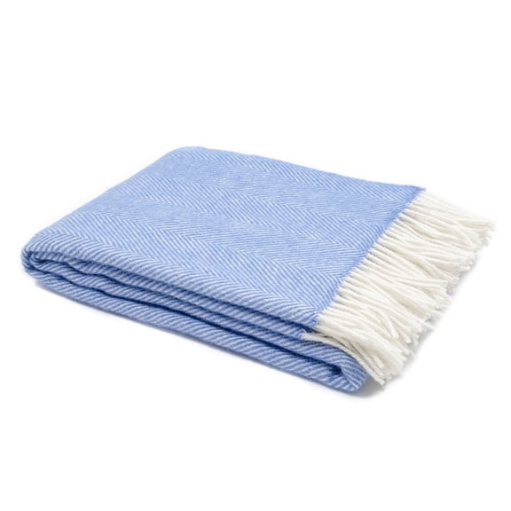 Barker Textiles Scandinavian 100% Wool Throw Blanket, 51x75 in Heavenly Blue