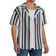 thumbnail image 2 of KLL Black White Gray Mexican Blanket Serape Stripes Print Men's Shirt Short Sleeve Button Down Summer Cuba Beach Shirts-4X-Large, 2 of 5