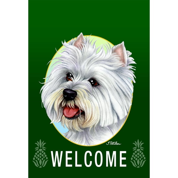 Westie - Best of Breed Welcome Pineapples Garden Flags. Flag is 12" x 17"
