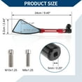 thumbnail image 4 of Unique Bargains Motorcycle Rear View Mirrors Side Rearview Mirror Adjustable Aluminum Alloy 1 Set Black Red M8/M10 Triangle Shape, 4 of 7