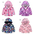 thumbnail image 2 of XBASW 1-8Y Girls Hooded Rain Coat Jackets for Spring Fall Cartoon Printed Windbreaker Jackets Raincoat Outerwear for Toddler Baby Kids, 2 of 10