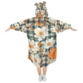thumbnail image 2 of FORMRS Wearable Blanket Hoodie with Sleeves for Kids Cozy Flannel Sweatshirt, Sunny Blooms, 2 of 7