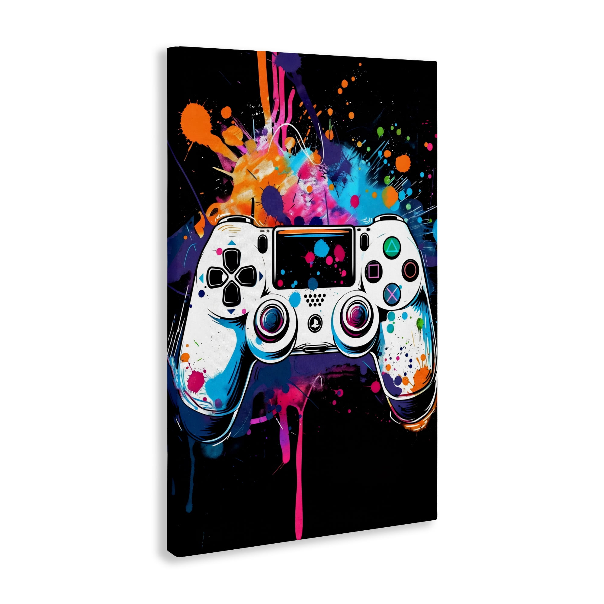 Stupell Industries Controller Contrast with Neon Splatter Canvas Wall Art, design by Creative Studio