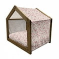 thumbnail image 2 of Cherry Blossom Pet House, Random Arrangement of Pastel Colored Blooming Sakura Flower, Outdoor & Indoor Portable Dog Kennel with Pillow and Cover, 5 Sizes, Dried Rose and Eggshell, by Ambesonne, 2 of 5