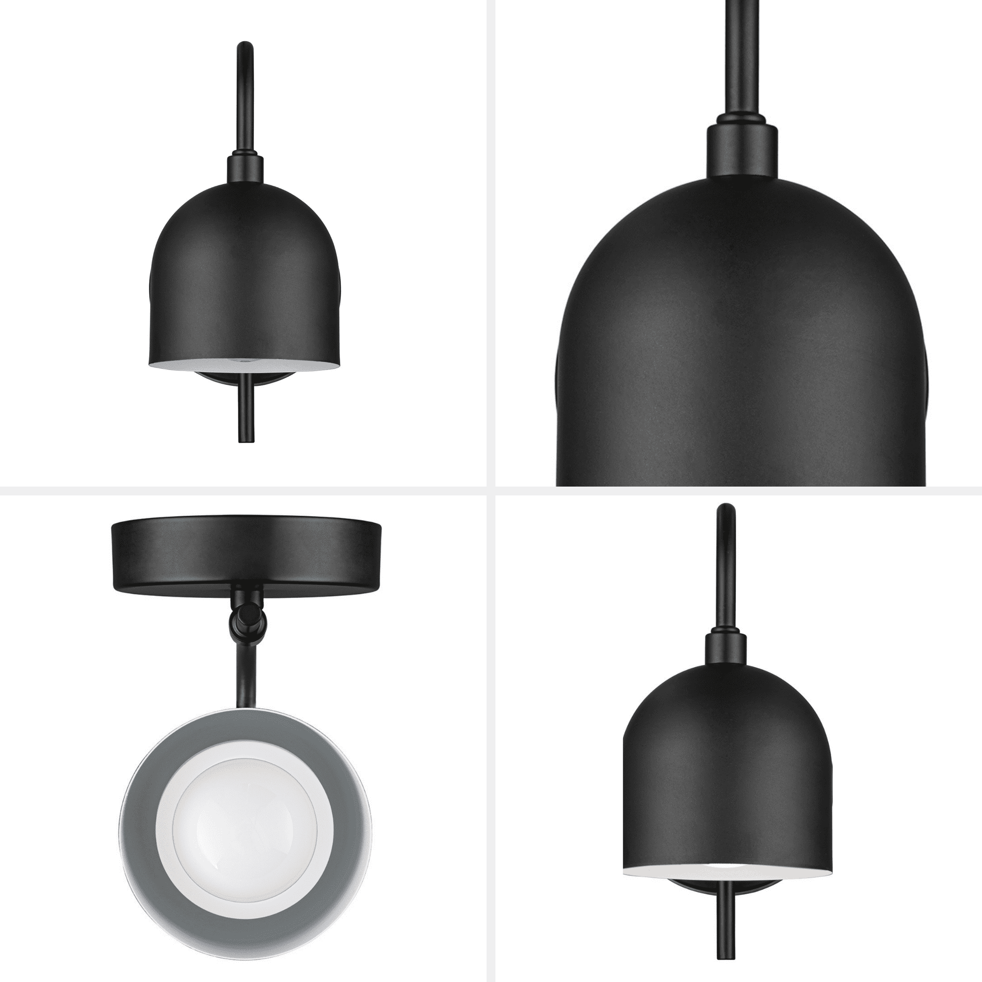 Prominence Home 2-Pack Matte Black Battery-Operated LED Wall Sconce with Metal Shade