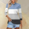 thumbnail image 2 of Jalioing Striped Golf Shirt for Women Dressy Casual 3/4 Sleeve Casual Blouses Fashion Collared Button Tops, 2 of 5