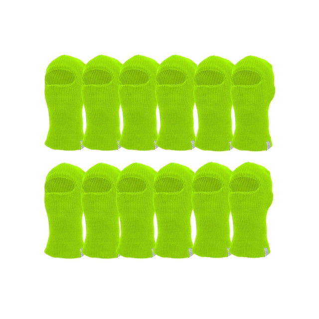 TopHeadwear 12 Pack Face Ski Mask 1 Hole Balaclava, Neon Green