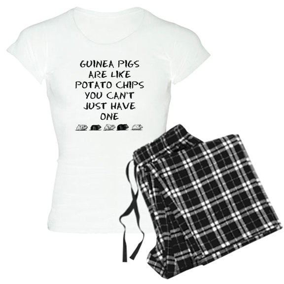 CafePress - Guinea Pigs Are Like Potato Chips Pajamas - Women's Short Sleeve Print T-Shirt and Pants Light Cotton Pajama Set