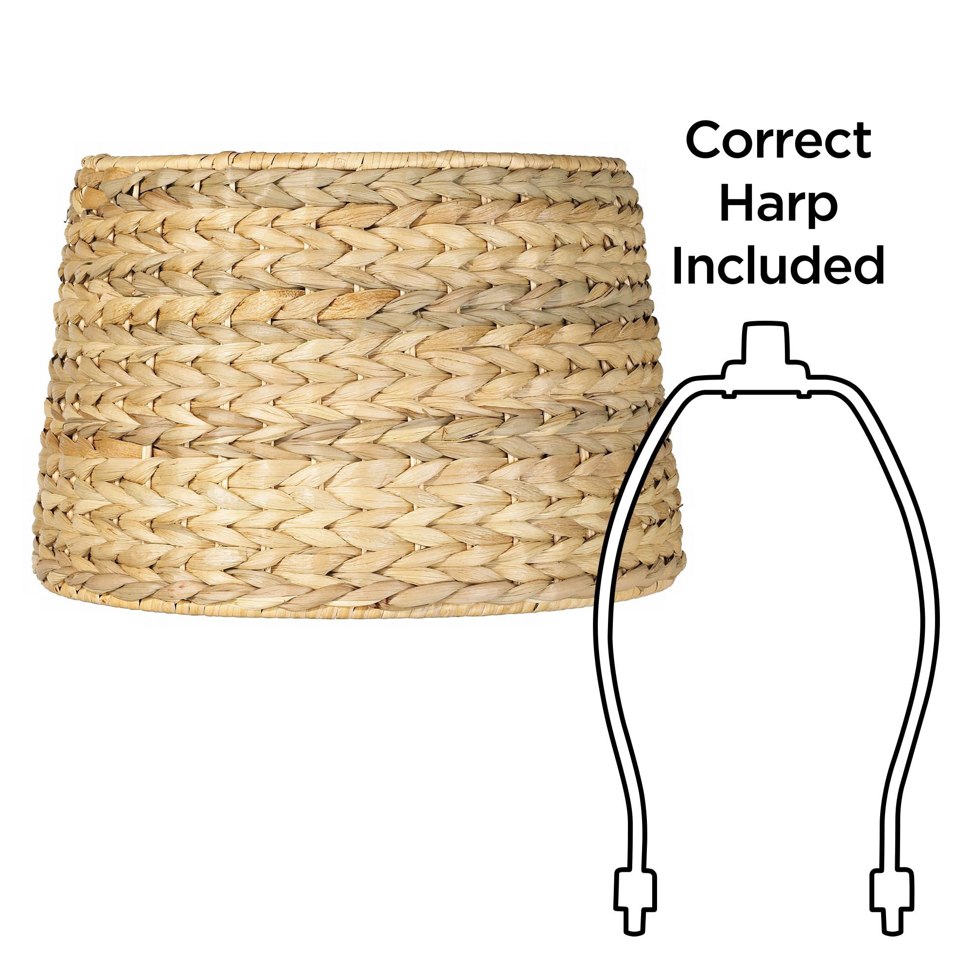 Imperial Shade Set of 2 Drum Lamp Shades Woven Seagrass Small 10" Top x 12" Bottom x 8.25" High Spider Harp and Finial Fitting